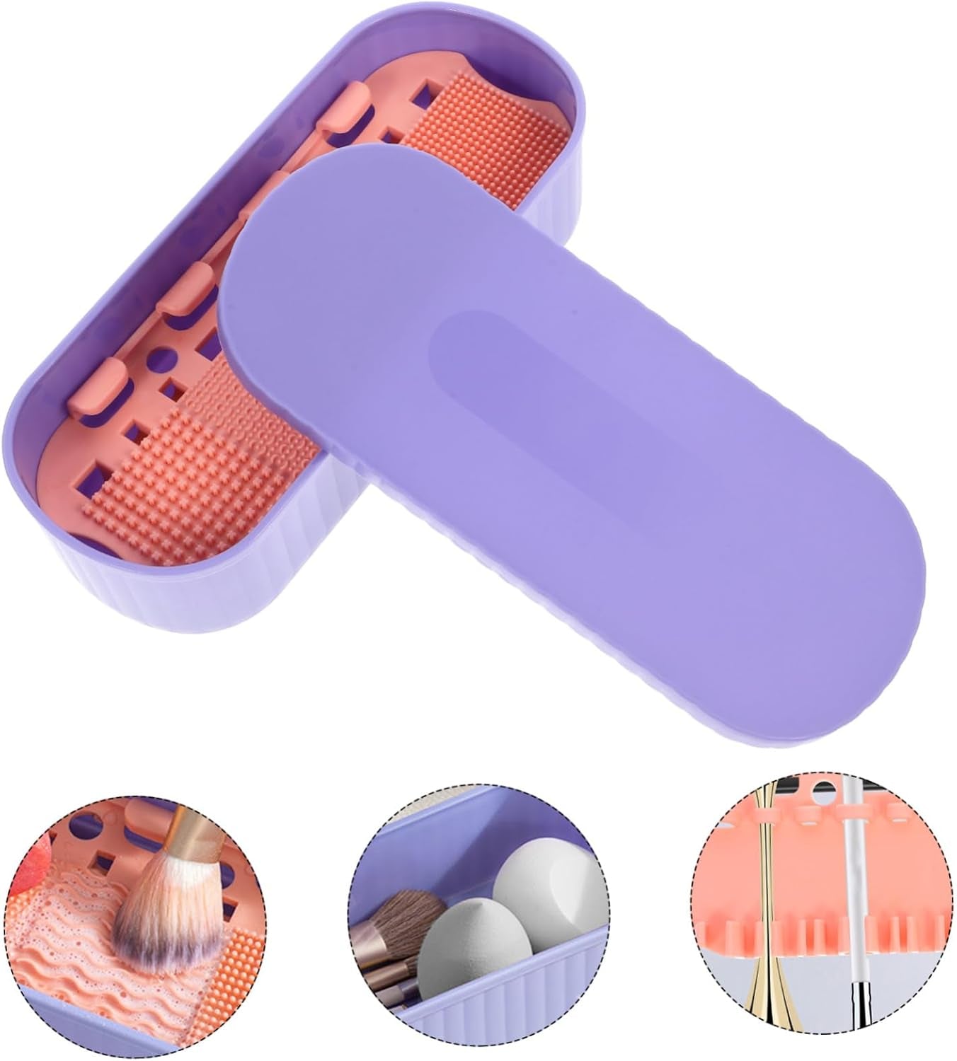 Box Brush Cleaning Container Makeup Brush Storage Holder Pp Brush Cleaner Make up Cosmetics Brush Cleaning Tool Purple